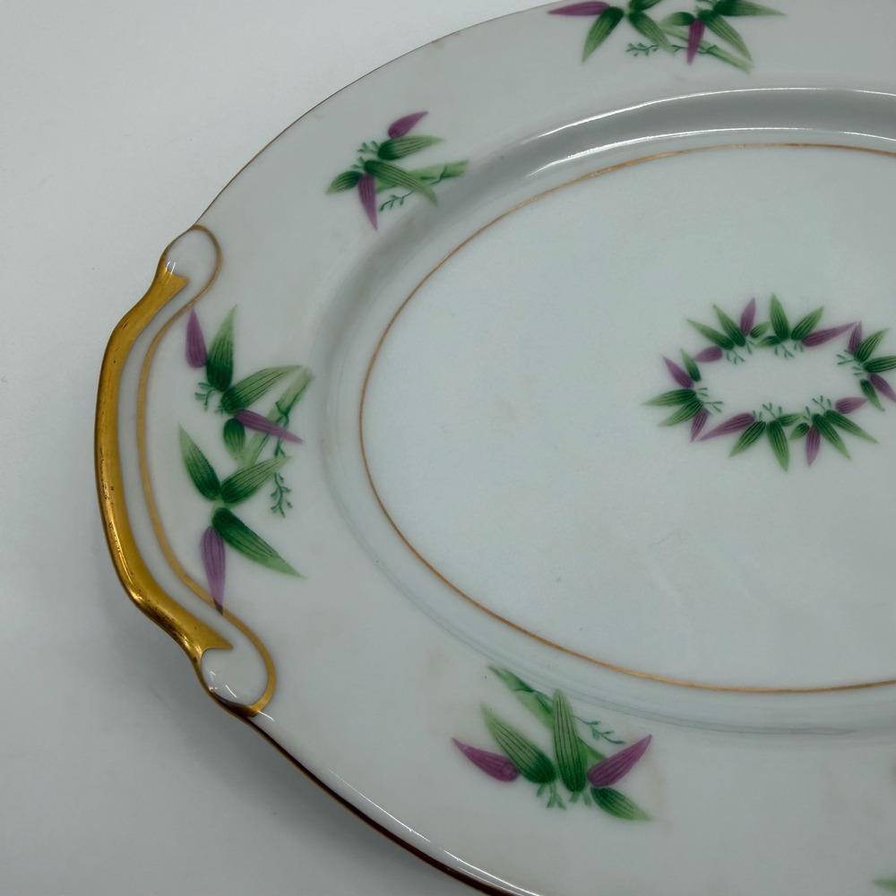 Harmony House Mandarin Oval Serving Platter 11.5" White Bamboo Gold Trim Vintage - Picture 3 of 6